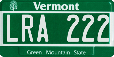 VT license plate LRA222