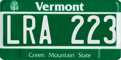 VT license plate LRA223