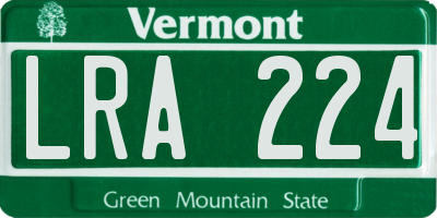 VT license plate LRA224