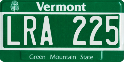 VT license plate LRA225