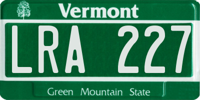 VT license plate LRA227