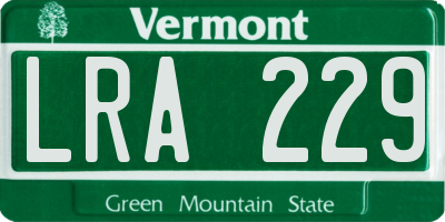 VT license plate LRA229