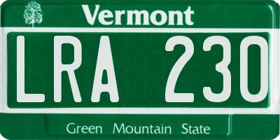 VT license plate LRA230