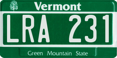 VT license plate LRA231