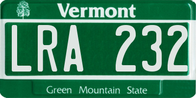 VT license plate LRA232