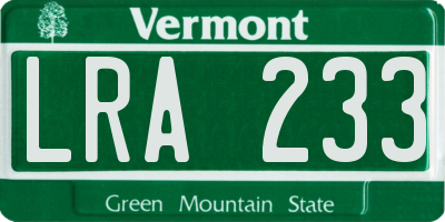 VT license plate LRA233