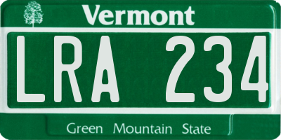 VT license plate LRA234