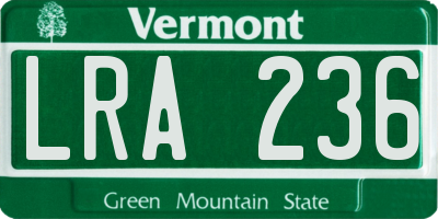 VT license plate LRA236