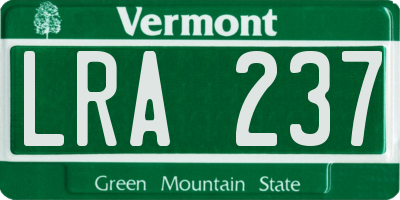 VT license plate LRA237