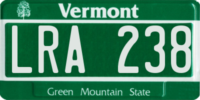 VT license plate LRA238