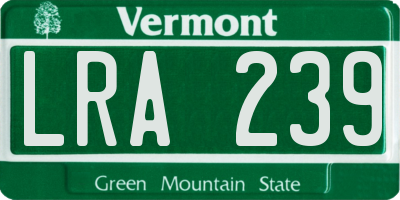 VT license plate LRA239