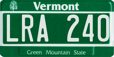 VT license plate LRA240