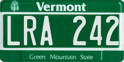 VT license plate LRA242