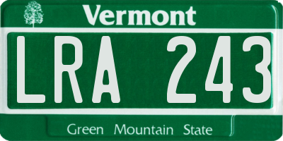 VT license plate LRA243
