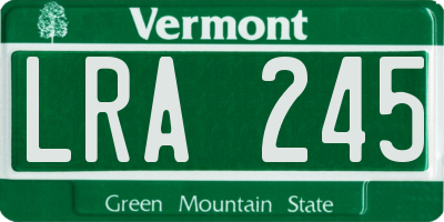 VT license plate LRA245
