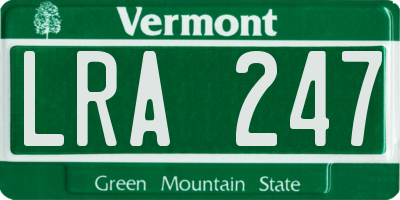 VT license plate LRA247