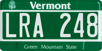 VT license plate LRA248