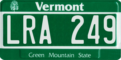 VT license plate LRA249