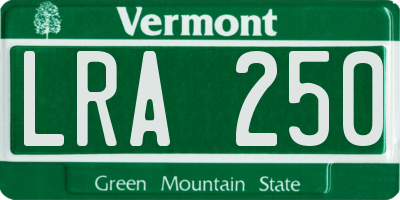 VT license plate LRA250