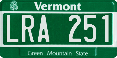 VT license plate LRA251