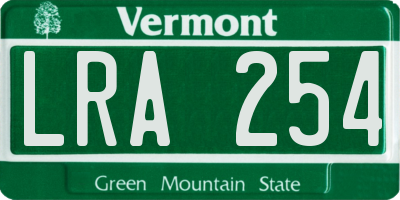 VT license plate LRA254