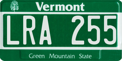 VT license plate LRA255