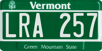 VT license plate LRA257