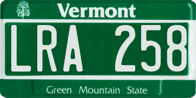 VT license plate LRA258