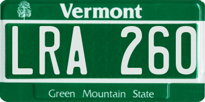 VT license plate LRA260