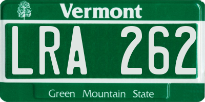 VT license plate LRA262