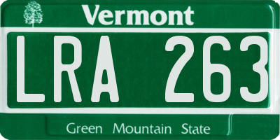 VT license plate LRA263
