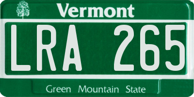 VT license plate LRA265