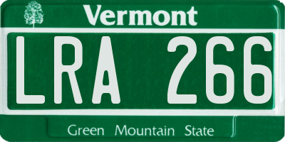 VT license plate LRA266