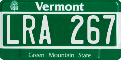 VT license plate LRA267