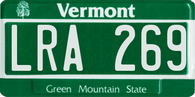 VT license plate LRA269