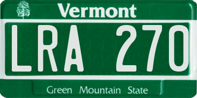 VT license plate LRA270