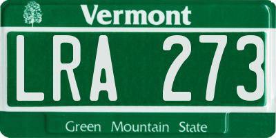 VT license plate LRA273