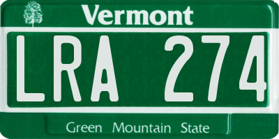VT license plate LRA274