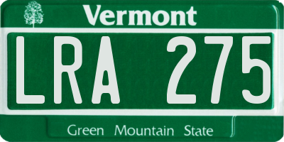 VT license plate LRA275