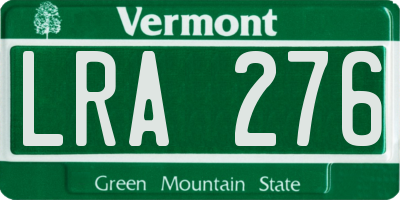 VT license plate LRA276