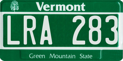 VT license plate LRA283