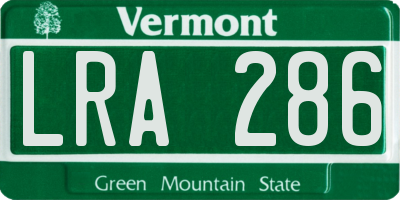 VT license plate LRA286
