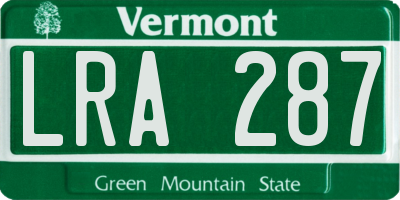 VT license plate LRA287