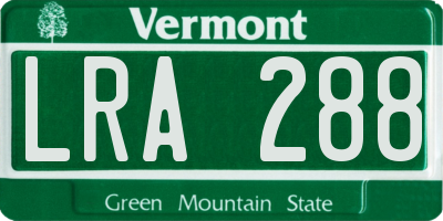 VT license plate LRA288