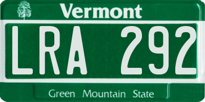 VT license plate LRA292