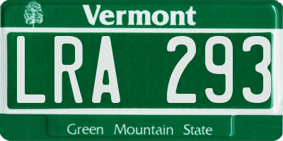 VT license plate LRA293