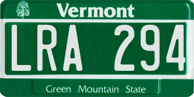 VT license plate LRA294
