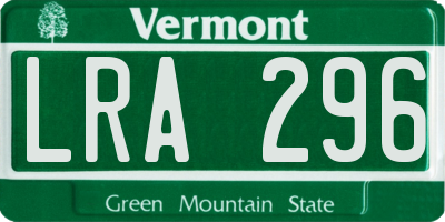 VT license plate LRA296