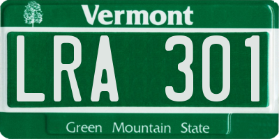 VT license plate LRA301