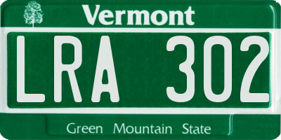 VT license plate LRA302